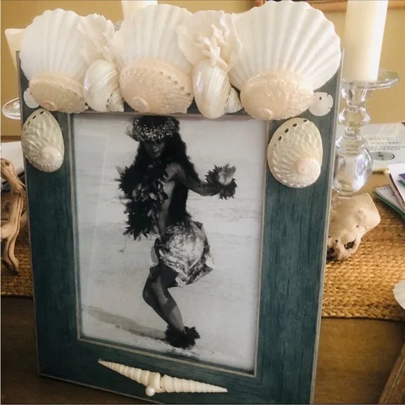 New! Turquoise Blue Mermaid Seashell Crown Photo Frame